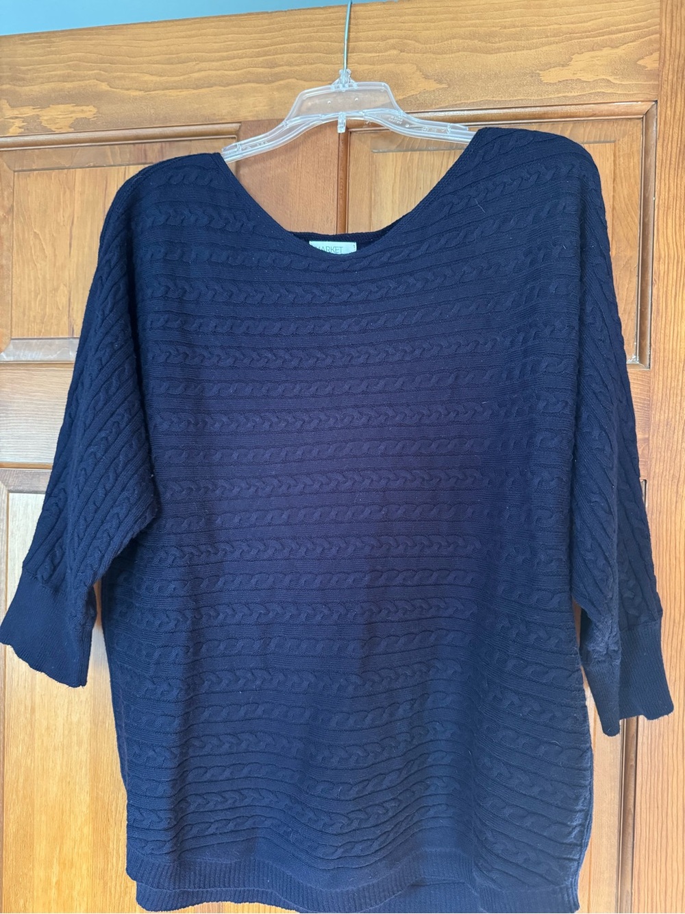Market & Spruce Navy Cable-Knit Sweater